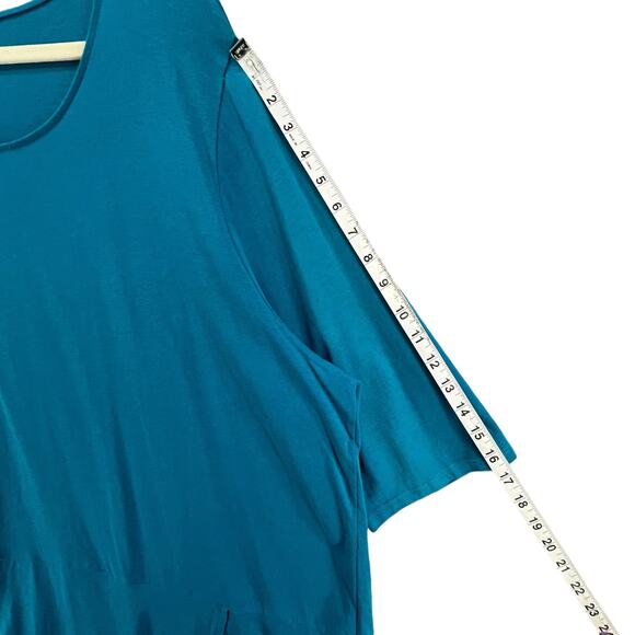 J Jill Pure Jill Wrap Tunic 4XL Teal Blue Scoop Neck 3/4 Sleeve Top Coastal Cozy - Picture 4 of 14